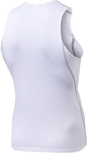Vista 23 de Audoc Camiseta de compresión para hombre, paquete de 3 unidades, color negro, camiseta sin mangas de compresión atlética