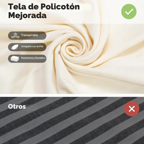 Vista 4 de SUNCREAT Hamaca de camping de lona para 2 personas, hamaca doble de viaje, capacidad de 475 libras, natural