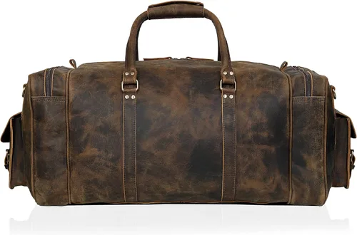 Vista 4 de Bolsas de lona grandes para hombres bolsa de viaje de cuero bolsa de viaje para gimnasio durante la noche bolsa de fin de semana deportiva