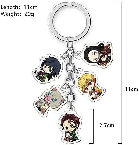 Vista 4 de EFORPT 4pcs Kimetsu no Yaiba pulsera anime llavero manga etiqueta