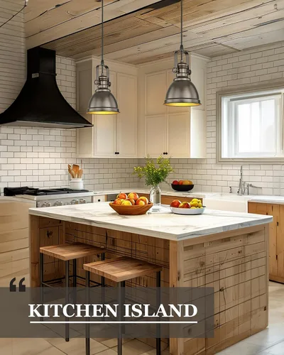 Vista 6 de Luces Colgantes para Isla de Cocina, Accesorios de Iluminación Colgante de Granja con Soporte de Metal, Iluminación Colgante Rústica de Cocina Sobre