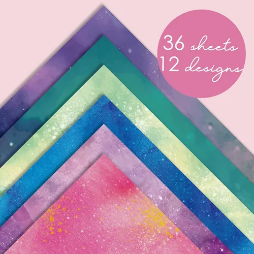 Vista 7 de 48 hojas 6 X 6 Papel de cartulina decorativa para álbumes de recortes - Acuaarela brillante - para fabricación de tarjetas, diario, planificador