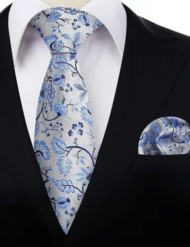 Vista 98 de Alizeal Mens 3.15inches Leaf Flower Pattern Tie with Floral Pocket Square Set
