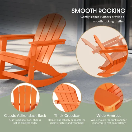 Vista 91 de WestinTrends Silla mecedora Malibu de poliéster para exterior/patio Adirondack, Negra