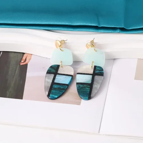 Vista 5 de ENSKEFEN Acrylic Earrings for Women Boho Drop Dangle Earrings Geometric Statement Earrings Colorful Resin Acetate Earrings Retro Fashion Jewelry