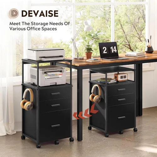 Vista 7 de DEVAISE 3 Drawer Wood File Cabinet with Adjustable Shelves, Black