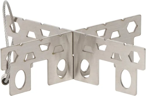 Vista 7 de Soporte para estufa de alcohol, estante portátil de acero inoxidable para estufas cruzadas para camping, senderismo, picnic, entusiastas al aire