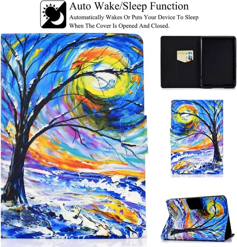 Vista 2 de Funda para Kindle Paperwhite, ranuras para tarjetas ligeras y delgadas con funda de encendido y apagado automático para Amazon Kindle Paperwhite