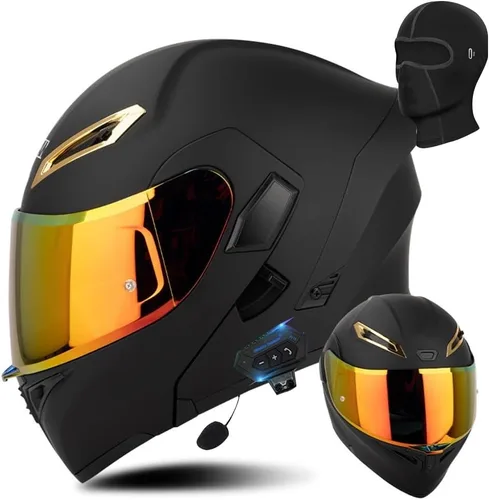 Vista 16 de AAREG Casco de motocicleta unisex para adultos, fibra de carbono, visera antivaho, diseño aerodinámico, Bluetooth integrado, aprobado por DOT