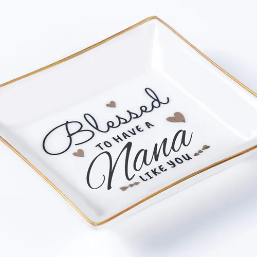 Vista 6 de Regalos de nana, regalo para nana, plato de joyería con texto en inglés Blessed to have a nana like you, plato para bisutería, regalo de cumpleaños