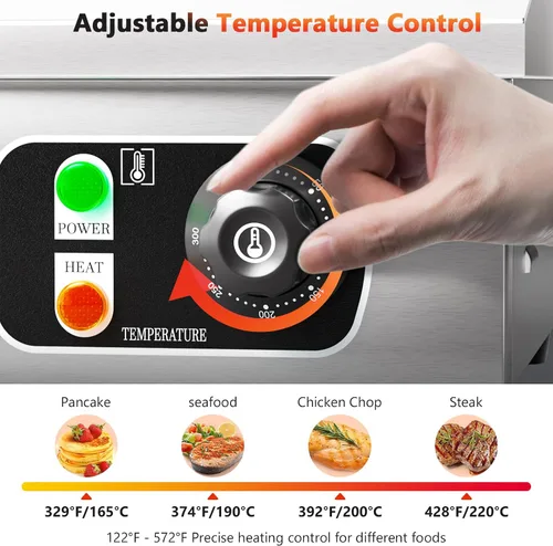 Vista 3 de Plancha eléctrica comercial de 29 pulgadas, parrilla de 110 V 3000 W, parrilla de placa caliente de parrilla plana, control termostático ajustable