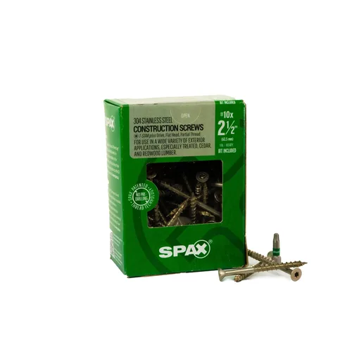 Vista 9 de SPAX Tornillos de madera de acero inoxidable con cabeza plana exterior de 1-1/2 pulgadas, diseño Torx T-Star Plus (155 EA) broca de 1 libra incluida