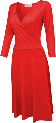 Vista 2 de TAM WARE Women's Surplice Neckline 34 Sleeve Skater Dress
