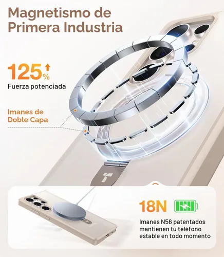 Vista 2 de TORRAS Funda magnética de albaricoque pálido para Galaxy S25 Ultra [compatible con Magsafe] soporte de anillo, a prueba de golpes, translúcida