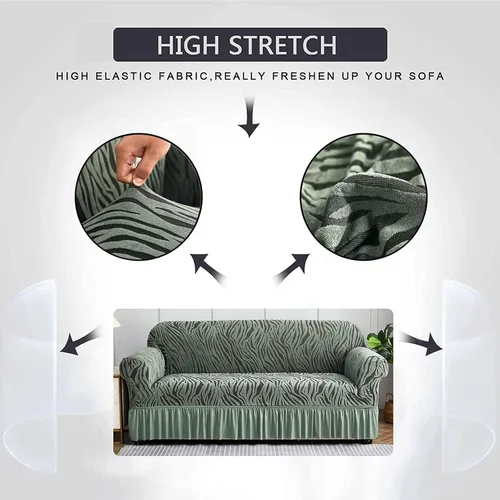 Vista 5 de MBROS Funda de sofá con falda, funda de sofá de alta elasticidad, protector de muebles para sala de estar, tela elástica de elastano, funda de sofá