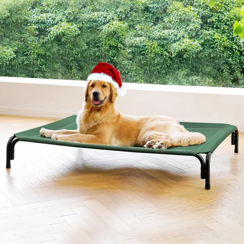 Vista 19 de Cama Elevada para Perros Catre Elevado para Perros al Aire Libre para Perros Medianos, la Instalación No Requiere Herramientas, Marco con Malla
