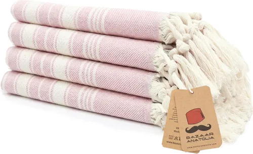 Vista 12 de Bazaar Anatolia Toallas de mano – Juego de 4 39 x 19 pulgadas – Toalla de mano turca a rayas para baño, 100% algodón, cocina, cara, cabello, té