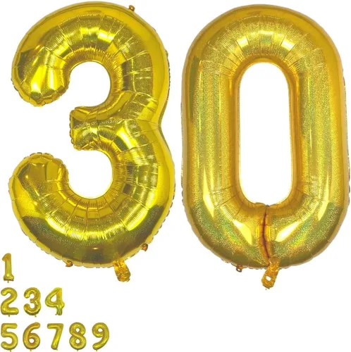 Vista 13 de DIWULI Globos dorados de 40 pulgadas – Globo grande del número 2, globos dorados grandes, decoraciones de fiesta de cumpleaños de helio, suministros