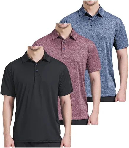 Vista 2 de Pack de polos para hombre, Dry Fit Performance de manga corta, polo de golf