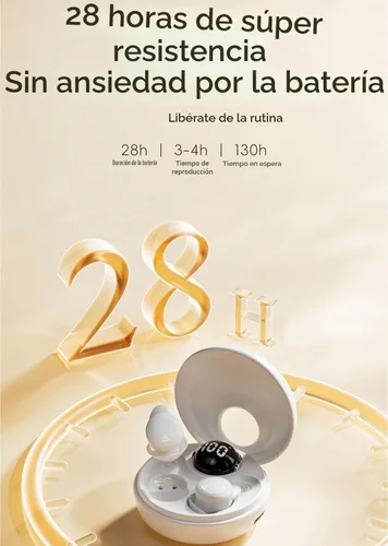Vista 3 de Audífonos Bluetooth inalámbricos invisibles para dormir, con cancelación de ruido, discretos auriculares intrauditivos para dormir, auriculares Beige