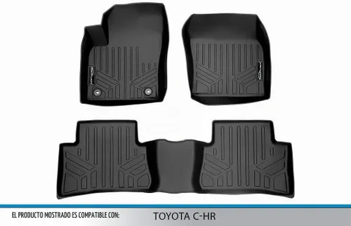 Vista 5 de SMARTLINER Juego de tapetes de piso de ajuste personalizado de 2 filas compatibles con Toyota C-HR 2018-2022