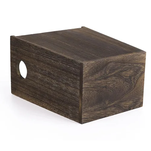Vista 5 de MOOACE Cubo de basura pequeño, cesta de basura de madera con asa, contenedor de reciclaje rústico para dormitorio, sala de estar, oficina, cocina