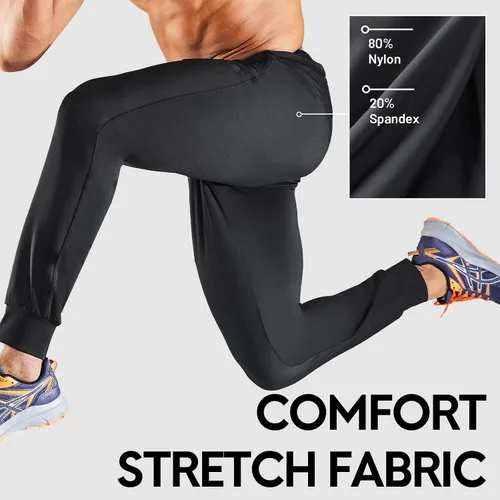 Vista 3 de Haimont Pantalones deportivos para hombre con bolsillos con cremallera, cintura elástica, ligeros, para correr, entrenamiento, gimnasio