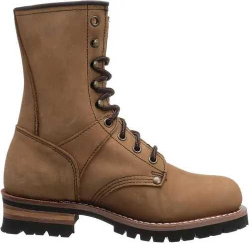 Vista 5 de Ad Tec Botas de madera para mujer de 9 pulgadas, cuero loco, punta de seguridad suave y lisa con suela de lengüeta resistente al aceite, Beige