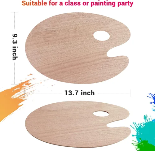 Vista 2 de Tamaki Paleta de pintura de madera, bandejas de pintura para acrílico, paleta de arte para pintar, bandejas con soporte para pulgar para artista, 1