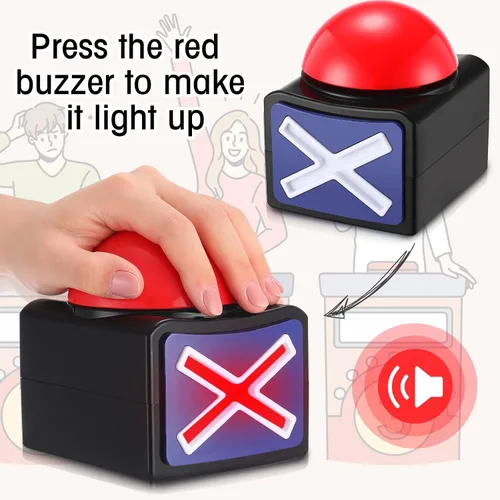 Vista 4 de Fabbay 6 piezas de zumbador de juego de respuesta con luz y sonido zumbador botones de alarma para espectáculos de juegos, niños, adultos, fiesta