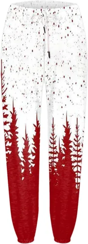 Vista 4 de Pantalones deportivos estampados de Navidad para mujer, pantalones de invierno con cordón, pantalones deportivos de viaje para entrenamiento, yoga