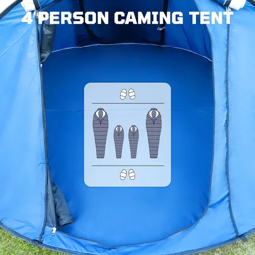 Vista 3 de Tienda de campaña instantánea para 4 personas, tienda de campaña instantánea portátil con configuración de 1 minuto, tienda de campaña ligera