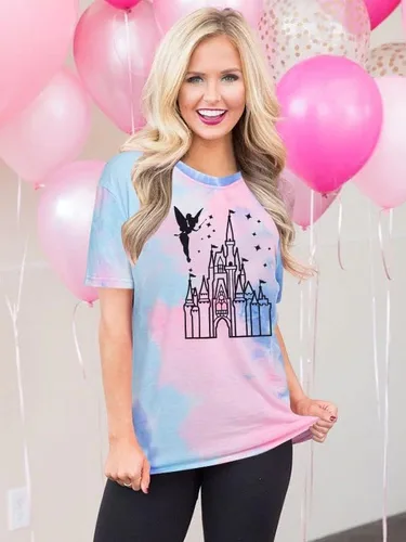 Vista 7 de Camisa Mágica para Mujer, Playera del Reino Mágico, Playera de Vacaciones Familiares, Camiseta del Castillo, Cree en la Magia, Tops para Viaje