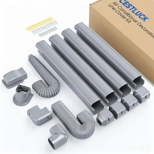 Vista 12 de Kit de cubierta de tubería decorativa de PVC de 3 pulgadas y 17 pies: kit de cubierta de línea dividida sin conductos para mini aire acondicionado