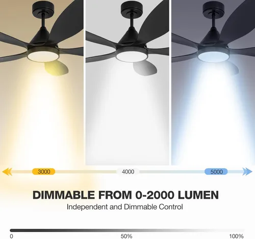 Vista 6 de Ventiladores de techo inteligentes de 52 pulgadas con luz, ventilador de techo reversible de 5 aspas con Alexa, controles de aplicación y control