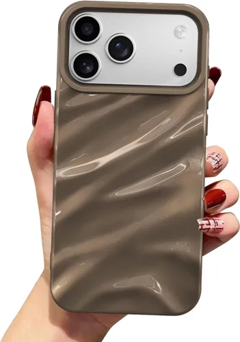 Vista 49 de QLTYPRI Funda compatible con iPhone 11, bonita funda con patrón de ondas de agua para niñas y mujeres, delgada, satinada, brillante, suave, de Beige