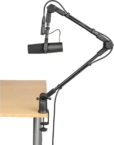 Vista 7 de Gator Frameworks - Soporte de micrófono de perfil delgado montado en escritorio con brazo de boom para transmisiones, podcasts, creación