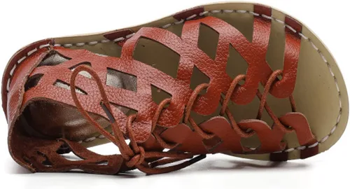 Vista 3 de Sandalias planas para mujer de verano, correa cruzada con clip, zapatos romanos, suaves y abiertos, sandalias estilo gladiador retro
