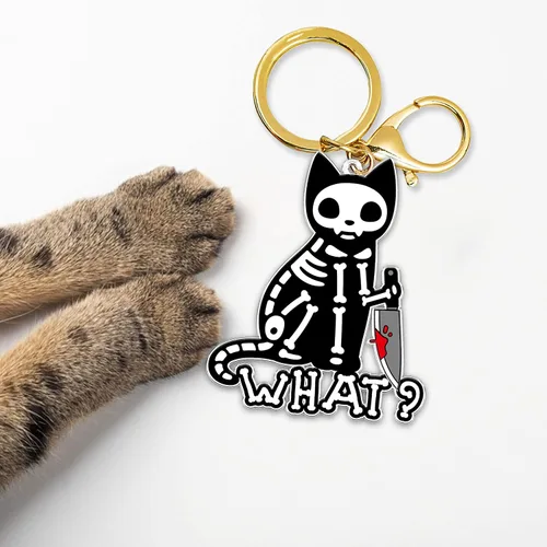 Vista 4 de DongNaiWin Divertidos y lindos llaveros de metal con diseño de gato para hombres y mujeres, divertido dije de bolso para mujer