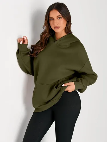 Vista 92 de Trendy Queen - Sudaderas extragrandes con capucha para mujer, suéteres de manga larga, sin botones, de vellón, de otoño, ropa de invierno