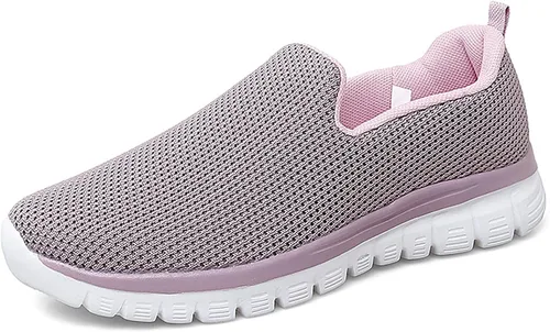Vista 7 de JWSVBF Zapatos deportivos de plataforma para mujer, cuñas, malla transpirable, sin cordones, a la moda, de otoño, cómodos, para caminar, zapatos