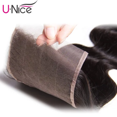 Vista 5 de UNice Cabello malasio, ondulado, 3 paquetes con parte libre, cierre de encaje 4x4, 100% cabello humano virgen sin procesar, color natural