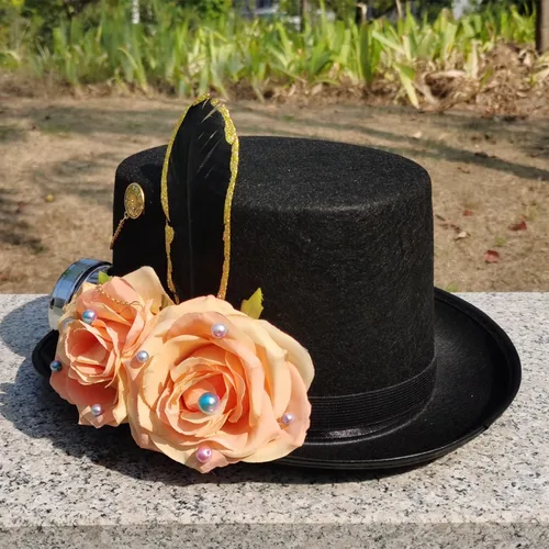 Vista 5 de Sombreros unisex Steampunk con gafas de flores sombreros de Halloween