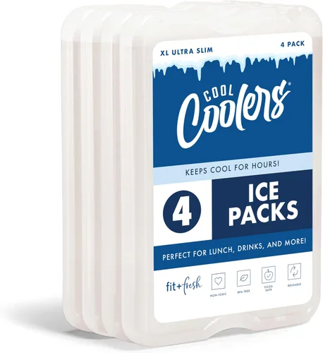 Vista 14 de Cool Coolers by Fit & Fresh 4 Pack XL Slim Ice Packs, Quick Freeze Space Saving Reusable Ice Packs for Lunch Boxes or Coolers