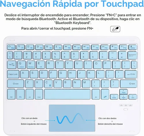 Vista 4 de LAMA Funda con Teclado Touchpad para iPad (A16) 11ª generación 2025/10ª generación 2022, funda tipo folio con soporte para lápiz, trackpad