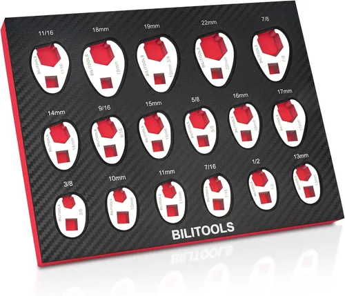 Vista 10 de BILITOOLS Juego de llaves de pie de cuervos jumbo de 14 piezas, llave de pie de gallo grande de 1/2", SAE, 1-1/16" - 2" mm, acero CR-V