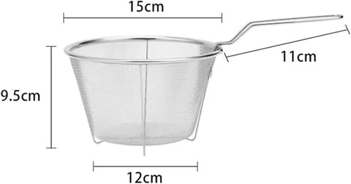 Vista 3 de YARNOW Cesta plegable de acero inoxidable de 10.23 pulgadas con mango largo ergonómico para freír profundamente el aceite y colar alimentos