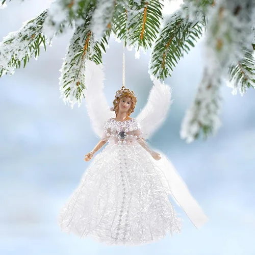 Vista 5 de Colgante de decoración de árbol de hadas, 0.88 oz, árbol de estatua de ángel superior, adornos de árbol de hadas, ángel para decoración de Navidad