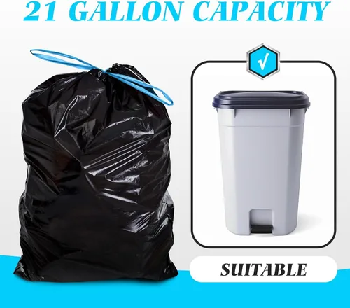 Vista 49 de Bolsas de basura de 7 galones, 100 unidades, bolsas de basura con cordón resistentes de Teivio, bolsas para papeleras de baño, bolsas de plástico