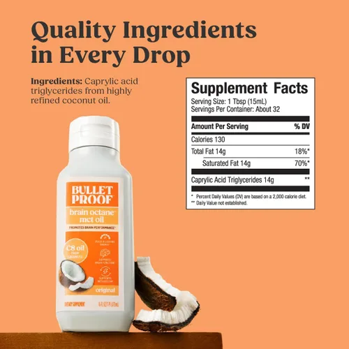 Vista 5 de Bulletproof Aceite MCT octane C8 de coco para cerebro, 16 onzas (paquete de 3), suplemento keto premium para energía sostenida, combustible cerebral